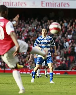 Images Dated 4th March 2007: James Harper looks to intercept an Arsenal clearence