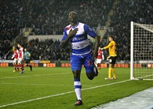 Capital One Cup : Round 4 : Reading v Arsenal : Madejski Stadium : 30-10-2012 Collection: Jason Roberts Euphoric Moment: First Goal Against Arsenal in Reading's Capital One Cup Victory