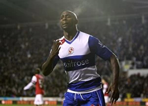 Capital One Cup : Round 4 : Reading v Arsenal : Madejski Stadium : 30-10-2012 Collection: Jason Roberts Euphoric Moment: Reading's Historic First Goal Against Arsenal in Capital One Cup