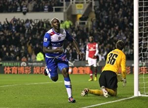 Capital One Cup : Round 4 : Reading v Arsenal : Madejski Stadium : 30-10-2012 Collection: Jason Roberts Euphoric Moment: Scoring the First Goal Against Arsenal in Reading's Capital One Cup