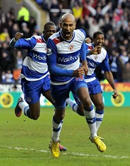 Images Dated 2nd February 2013: Jimmy Kebe's Double Delight: Reading FC's Memorable Moment Against Sunderland (02-02-2013)