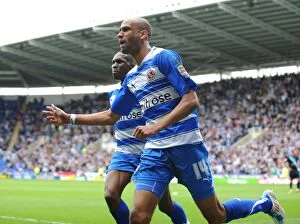 Images Dated 16th April 2011: Jimmy Kebe's Historic First Goal for Reading FC Against Leicester City in the Npower Championship