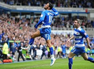 Images Dated 16th April 2011: Jobi McAnuff Scores Reading's Second Goal Against Leicester City in Npower Championship Match at