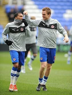 Images Dated 23rd February 2013: Mariappa and Pearce: Sharing a Chill Laugh During Reading's Freezing Warm-Up vs