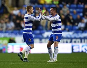 Images Dated 31st October 2015: Matej Vydra and Andrew Taylor: Reading's Jubilant Moment after Scoring against Brighton in Sky Bet