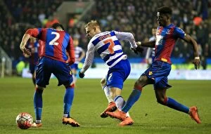 Images Dated 11th March 2016: Matej Vydra's Intense Clash with Joel Ward and Wilfried Zaha in Reading's FA Cup Quarterfinal
