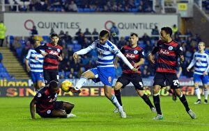 Reading v Queens Park Rangers Collection: Michael Hector's Goal-line Heroics Deny Onouha: Dramatic Moment in Reading vs