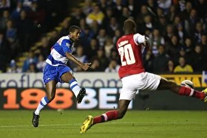 Images Dated 30th October 2012: Mikele Leigertwood's Third Goal: Reading's Shocking Upset over Arsenal in Capital One Cup