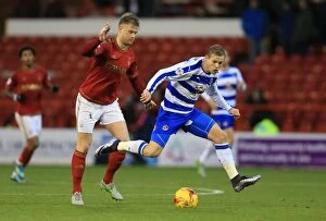 Nottingham Forest v Reading Collection: Mills vs. Vydra: A Championship Showdown - Intense Battle for Ball Supremacy in Nottingham Forest