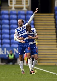 Images Dated 25th October 2014: Murray and Gunter's Thrilling First Goal Celebration: Reading FC vs