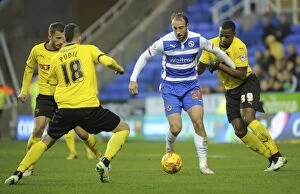 Images Dated 20th December 2014: Murray vs. Bassong and Pudil: A Championship Showdown - Reading's Glenn Murray Faces Off Against