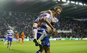 Images Dated 11th September 2015: Nick Blackman's Hat-trick Celebration with Stephen Quinn: Reading FC vs Ipswich Town