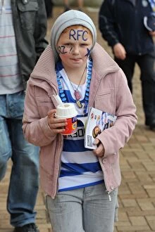 Images Dated 27th March 2010: Passionate Young Reading Fan's Devotion Outside Madejski Stadium During Championship Match