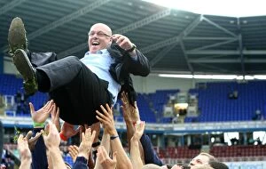 Images Dated 29th April 2012: Reading FC: Celebrating Promotion - Emotional Lift: Brian McDermott Surrounded by Jubilant Players