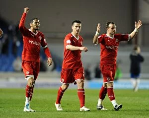 Images Dated 10th April 2012: Reading FC Champions: McAnuff, Harte, and Hunt's Triumphant Moment at AMEX Stadium