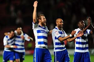 Images Dated 13th April 2012: Reading FC: Kaspars Gorkss and Jimmy Kebe's Triumphant Moment after Winning against Southampton in
