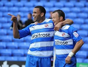 Images Dated 25th April 2011: Reading FC: Noel Hunt and Hal Robson-Kanu's Historic First Goal Celebration vs