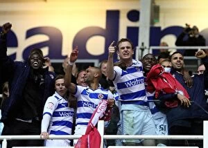 Images Dated 17th April 2012: Reading FC's Alex Pearce Rejoices in Championship Promotion: Reading vs Nottingham Forest at
