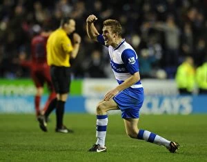 Images Dated 12th January 2013: Reading FC's Alex Pearce Rejoices in Premier League Victory over West Bromwich Albion