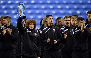 Images Dated 22nd April 2014: Reading Under-21s Celebrate Premier League Cup Victory Before Championship Clash vs