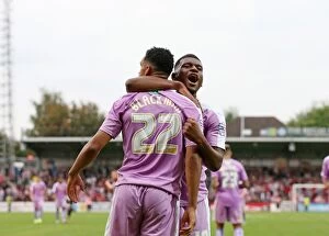 Images Dated 29th August 2015: Reading's Nick Blackman Scores Brace: Jubilant Celebration with Aaron Tshibola at Griffin Park in