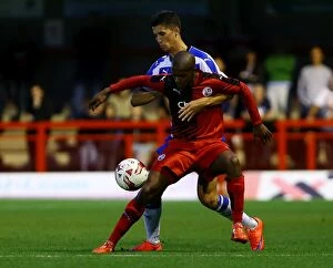 Crawley Town v Reading Collection: Shane Griffin vs. Lewis Young: Intense Tackle in Reading FC's Pre-Season Clash Against Crawley Town