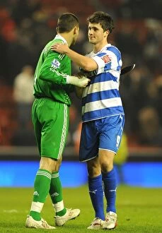 Images Dated 13th January 2010: Shane Long of Reading Comforts Diego Cavalieri of Liverpool After FA Cup Upset