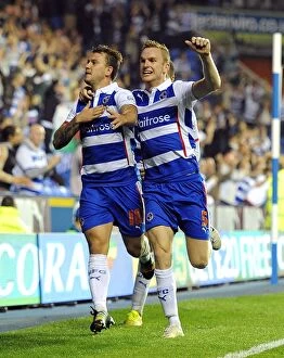 Reading v Millwall Collection: Simon Cox's Hat-Trick: Exciting Moment as Reading Take a 3-0 Lead Over Millwall at Madejski Stadium