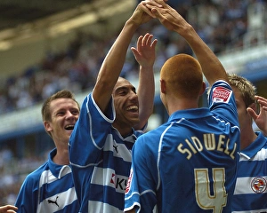 Steve and James celebrating a goal against Millwall