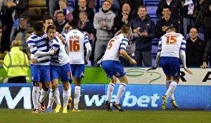 Images Dated 18th September 2013: Thrilling First Goal: Le Fondre Strikes Back for Reading against Leeds United in Championship