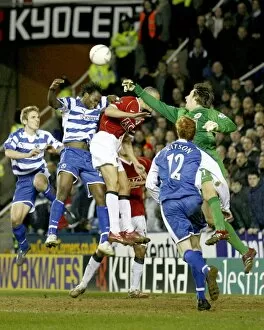Images Dated 28th February 2007: Van Der Sar under pressure from Kitson, Bikey and Doyle